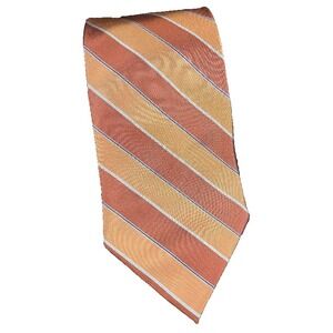 Nautica‎ 100% Silk Men's Tie Orange Striped Classic Length